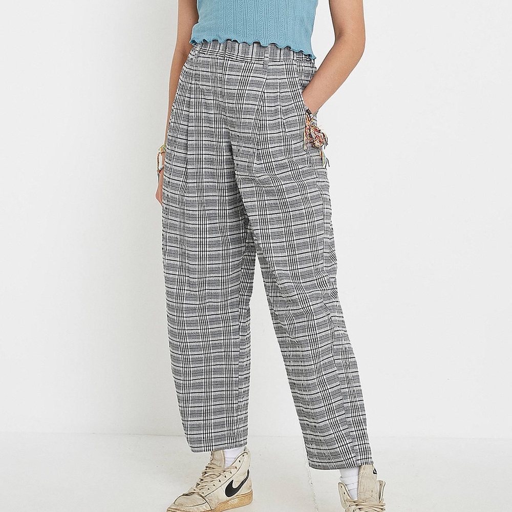 UO Arlo Black Check Trousers